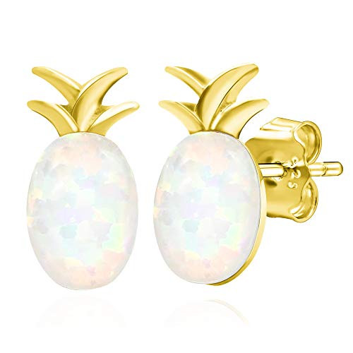 Spoil Cupid 14K Gold Plated 925 Sterling Silver Opal Pineapple Earrings For Women