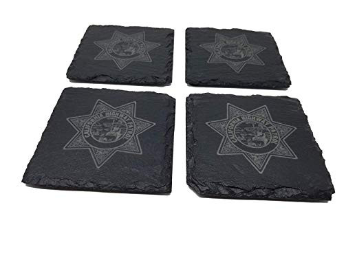 CHP California Highway Patrol Slate Coaster Set - State Police Graduation Gift CHP California Highway Patrol Slate Coaster Set - State Police Graduation Gift