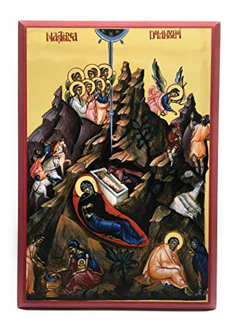Wooden Byzantine Orthodox Christian Icon The Nativity of Jesus Christ Christmas Birth of Jesus in Bethlehem 8 inch x 12 inch MDF Wooden Byzantine Orthodox Christian Icon The Nativity of Jesus Christ Christmas Birth of Jesus in Bethlehem 8 inch x 12 inch MDF