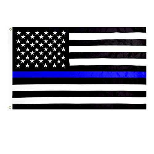 Embroidery Stars Thin Blue Line Flags 3X5 Ft Sewn Stripe 210D Polyester Blue Lives Matterer Flag Honoring Law Enforcement Officers US American Police Flag with Brass Grommets Embroidery Stars Thin Blue Line Flags 3X5 Ft Sewn Stripe 210D Polyester Blue Lives Matterer Flag Honoring Law Enforcement Officers US American Police Flag with Brass Grommets