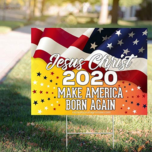 Jesus Christ 2020 Make America Born Again Jesus 2020 Inspirational Sign Election Sign Vote Yard Sign Christian Yard Sign Jesus Yard Sign 18 inch X24 inch with Metal H Stake Jesus Christ 2020 Make America Born Again Jesus 2020 Inspirational Sign Election Sign Vote Yard Sign Christian Yard Sign Jesus Yard Sign 18 inch X24 inch with Metal H Stake