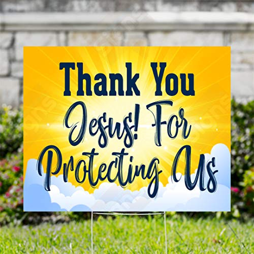 Thank You Jesus for Protecting Us Thank You Jesus Yard Sign Christian Yard Sign Inspirational Signs Jesus Yard Sign Jesus Christ Sign 18 inch X24 inch with Metal H Stake Thank You Jesus for Protecting Us Thank You Jesus Yard Sign Christian Yard Sign Inspirational Signs Jesus Yard Sign Jesus Christ Sign 18 inch X24 inch with Metal H Stake