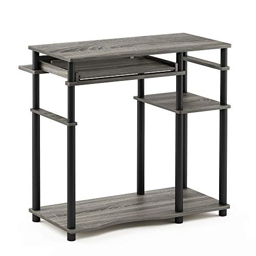 Furinno Abbott Computer Desk with Bookshelf French Oak Grey Black