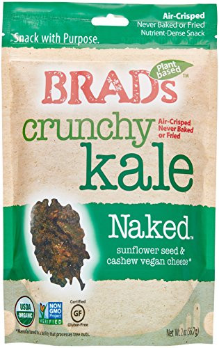 Brads Plant Based USDA Organic Gluten Free Crunchy Kale Chips Naked 2 Ounce  4 Count   Packaging may vary