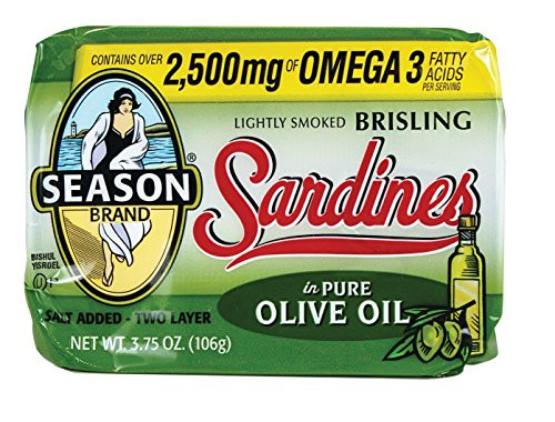 Season Brisling Sardines in Pure Olive Oil 3.75 Ounce  Pack of 12