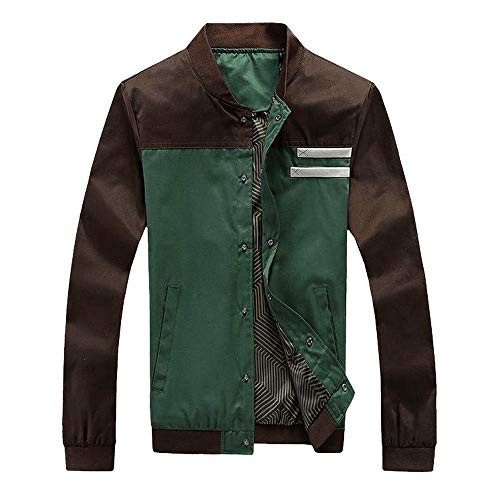 KINGOLDON Zipper Coat Men Winter Warm Jacket Overcoat Slim Long Trench Outwear Green