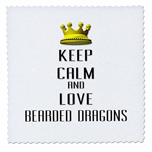 3dRose qs_120943_5 Gold Crown Keep Calm and Love Bearded Dragons Quilt Square, 14 by 14-Inch