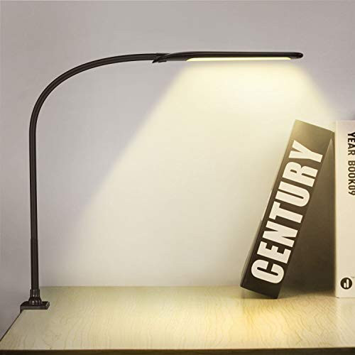 YOUKOYI Desk Lamp with Clamp Eye-Care Swing Arm Desk Lamp Architect Table Lamp - 10 Brightness Levels 3 Color Modes 9W 1050LUX for Study Reading Office Work  Black