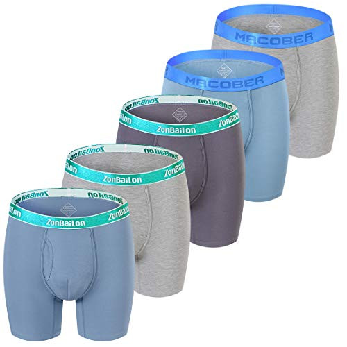 ZONBAILON Running Bamboo Boxer Briefs Pouch Underwear for Men Pack with Hole