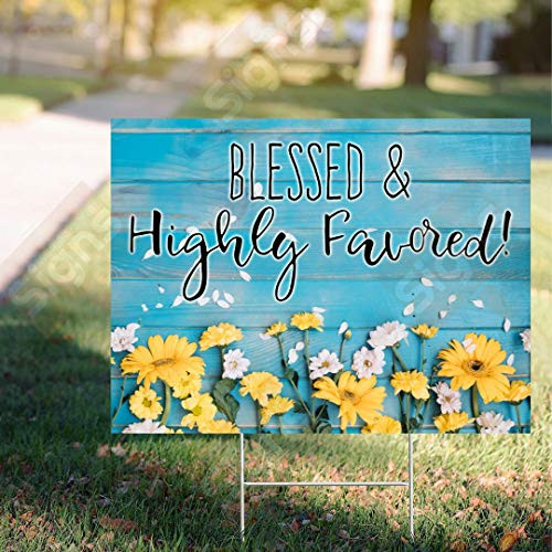 PotteLove Blessed and Highly Favored Inspirational Signs Yard Signs Christian Yard Sign Garden Decor Christian Gifts Jesus Sign Religious Sign 18 inch X24 inch with Metal H Stake PotteLove Blessed and Highly Favored Inspirational Signs Yard Signs Christian Yard Sign Garden Decor Christian Gifts Jesus Sign Religious Sign 18 inch X24 inch with Metal H Stake