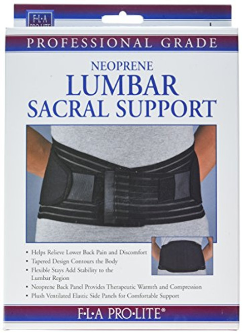 FLA Orthopedics FL31-722LGBLK Prolite 9 in. Neoprene Lumbar Sacral Back Support - Size- Large -37-40 in. FLA Orthopedics FL31-722LGBLK Prolite 9 in. Neoprene Lumbar Sacral Back Support - Size- Large -37-40 in.