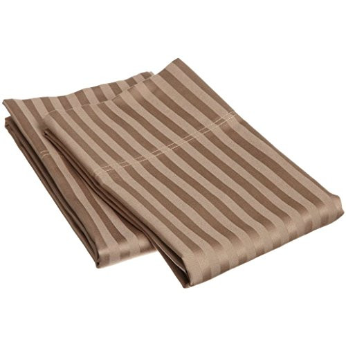100% Premium Combed Cotton 300 Thread Count King Pillowcase Pair Stripe, Taupe