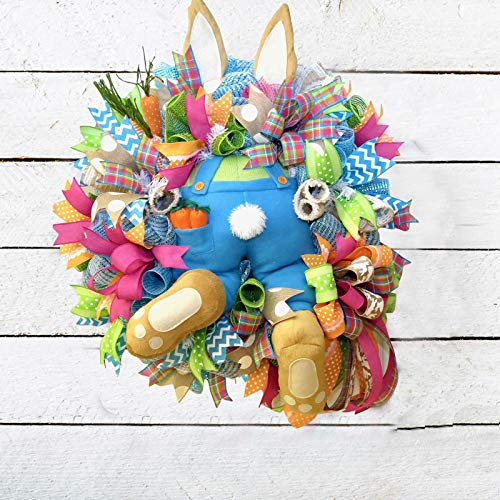 Easter Bunny Wreath Door Decorations Bunny Butt and Ears Wreath Spring Wreath Easter Garland Easter Wreaths for Front Door Rabbit Wreath Easter Bunny Decor Ornaments  C