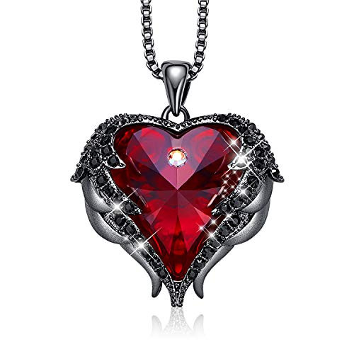 CDE Angel Wing Pendant Necklace White Gold Plated Women Jewelry Heart of Ocean Embellished with Austrian Crystals Necklaces Valentines Day Jewelry Gift for Women Mom Her