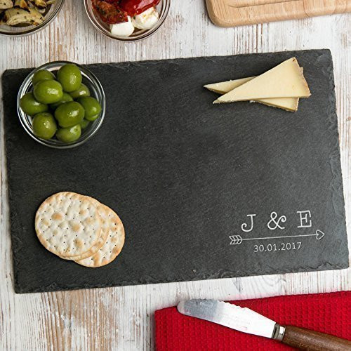 Engraved Personalized Gifts - Slate Cheese Cutting Board - initial Gifts for Couples - House Warming Presents - Engagement Gifts for Women