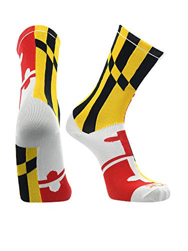 TCK Maryland Flag Crew Socks  White Large