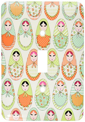 3dRose lsp_58631_1 Cute Russian Matryoshka Nesting Dolls Print - Warm Colors Single Toggle Switch White