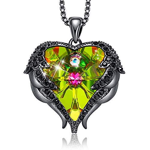 CDE Angel Wing Necklaces for Women Embellished with Austrian Crystals Pendant Necklace Heart Of Ocean Valentines Day Jewelry Gift for Women Mom Her