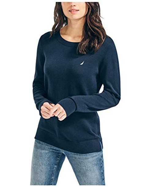 Nautica Womens Super Soft Crew Neck Sweater Navy Seas Medium