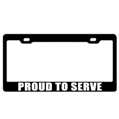 Lplpol Bronze Star Proud to Serve Black Auto License Plate Frame Cover Aluminum Metal Auto Car Tag Cover Frame 6x12 Inch AT4012