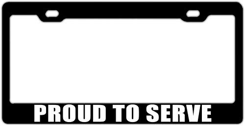 Lplpol Bronze Star Proud to Serve Black Auto License Plate Frame Cover Aluminum Metal Auto Car Tag Cover Frame 6x12 Inch AT4080