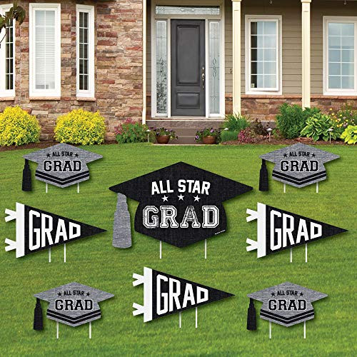 Big Dot of Happiness All Star Grad - Yard Sign and Outdoor Lawn Decorations - Graduation Party Yard Signs - Set of 8