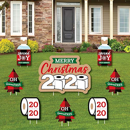 Big Dot of Happiness 2020 Quarantine Christmas - Yard Sign and Outdoor Lawn Decorations - Holiday Party Yard Signs - Set of 8