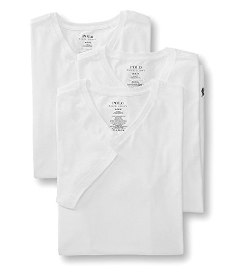 Polo Ralph Lauren Slim Fit V-Neck Undershirts 3-Pack White Small