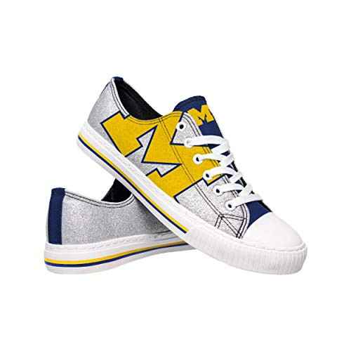 FOCO NCAA Michigan Wolverines Womens Glitter Low Top Canvas ShoesGlitter Low Top Canvas Shoes Team Color 6 S