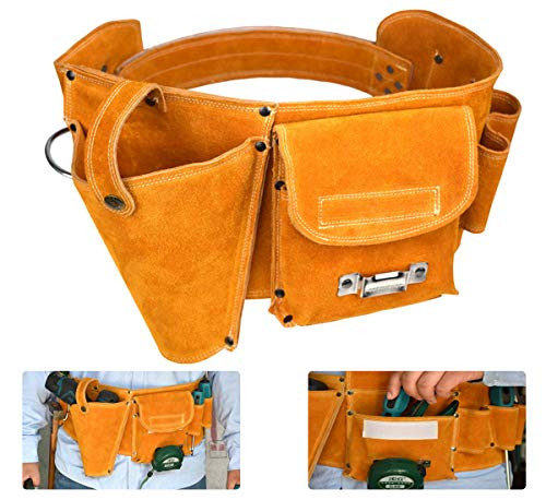 Leather Tool Pouch Bag Heavy Duty Contractor-Grade Suede Leather Work Apron Electrician Maintenance Carpenter Technician Tool Pouch Bag Carpenter Construction Framers Handyman Leather Tool Pouch Bag Heavy Duty Contractor-Grade Suede Leather Work Apron Electrician Maintenance Carpenter Technician Tool Pouch Bag Carpenter Construction Framers Handyman