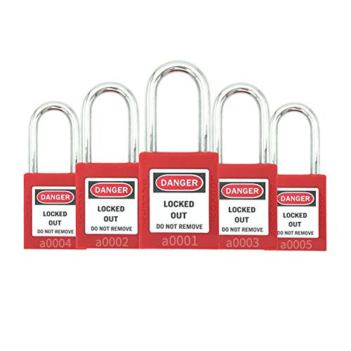 Lockout Tagout Lock - 5 Loto Safety Padlocks for Lock Out Tag Out Stations and Devices  Red Key Alike