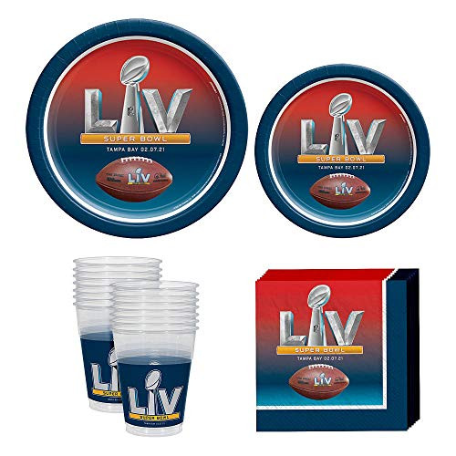 Party City Super Bowl Basic Tableware Kit for 10 Guests Party Supplies Includes Plates Napkins Cups