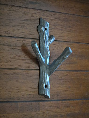 Coat Hat Leash Key Hook Tree Branch Decor Dark Grey or Pick Color Cabin Lodge Woodland Rustic Decor Entrance Cast Iron Hanger