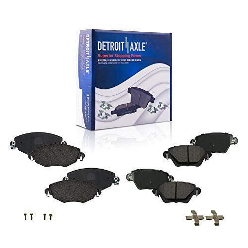 Detroit Axle - Front and Rear Ceramic Brake Pads w Hardware for 2002-2004 Jaguar X-Type
