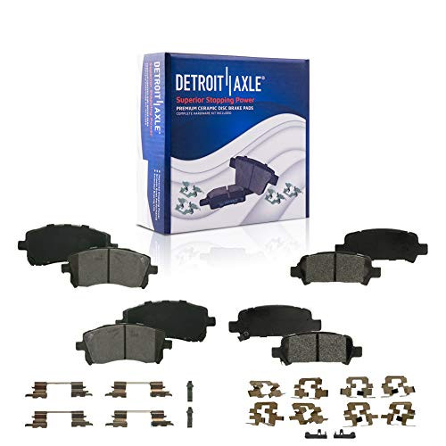 Detroit Axle - Front and Rear Ceramic Brake Pads w Hardware for 1998-2002 Subaru Forester  1999-2003 Impreza  2000-2002 Legacy 2000-2001 Outback - See Fitment