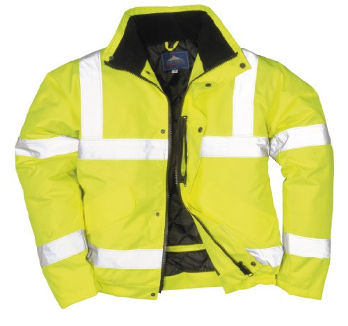 Portwest Workwear Mens Hi-Vis Bomber Jacket Yellow 5XL Portwest Workwear Mens Hi-Vis Bomber Jacket Yellow 5XL