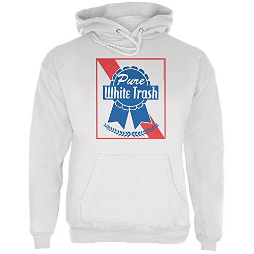 Old Glory 4th of July Pure White Trash White Adult Hoodie - X-Large