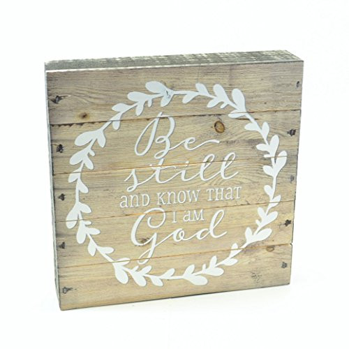 MRC Wood Products Be Still and Know That I Am God Pallet Box Sign 7.5 inch  x 7.5 inch