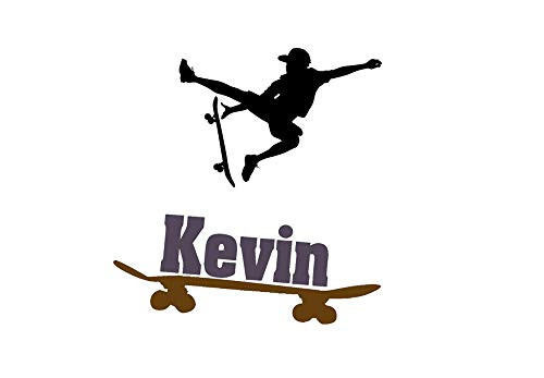 aluckyhorseshoe Boys Room Skateboarder Sticker Teen Boys Personalized Wall Decal Childs Room Name Decal Kids Bedroom Decor Skateboard  36 X 37 inches