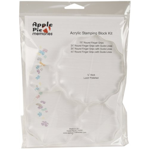 Acrylic Stamp Block  Round, Set 4/Pkg, .5" Thick, 1.75", 2.5", 3.5",4.5" w/Grid