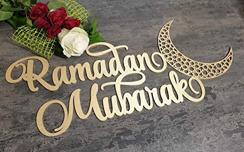 Islamic Moon decor Ramadan Mubarak sign Ramadan Kareem Ramadan Blessed Eid Mubarak Islamic gifts Islamic wooden sign Islamic sign Ramadan