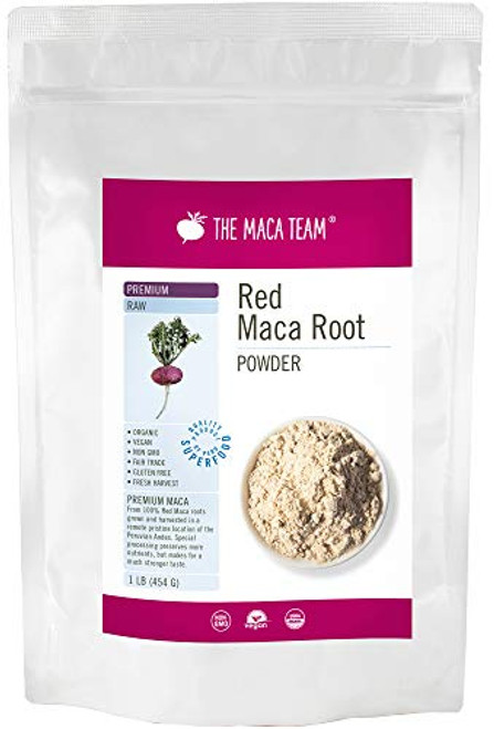 The Maca Team Premium Raw Red Maca Powder Potent Red Maca Root Powder Fair Trade GMO-Free 1 Pound 50 Servings The Maca Team Premium Raw Red Maca Powder Potent Red Maca Root Powder Fair Trade GMO-Free 1 Pound 50 Servings