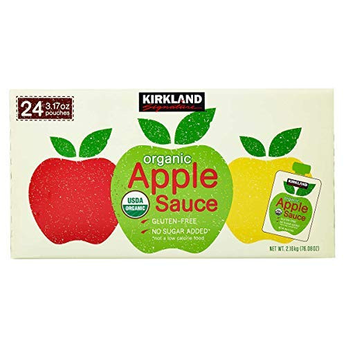 Kirkland Signature Organic Gluten-Free No Sugar Added Applesauce  24 Count  3.17 oz. -set of 2