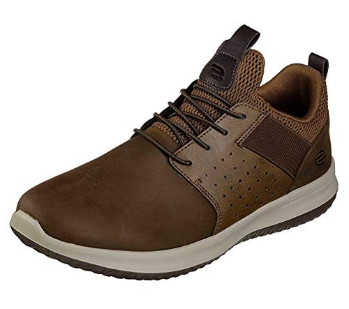 Skechers mens Delson - Axton Sneaker Dark Brown 8.5 US