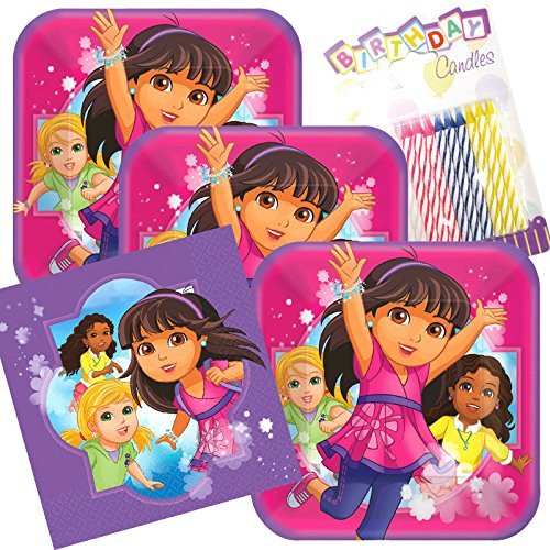 Lobyn Value Pack Dora & Friends Party Plates and Napkins Serves 16 With Birthday Candles Lobyn Value Pack Dora & Friends Party Plates and Napkins Serves 16 With Birthday Candles