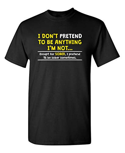 I Pretend to Be Sober Sometimes Graphic Novelty Sarcastic Funny T Shirt XL Black