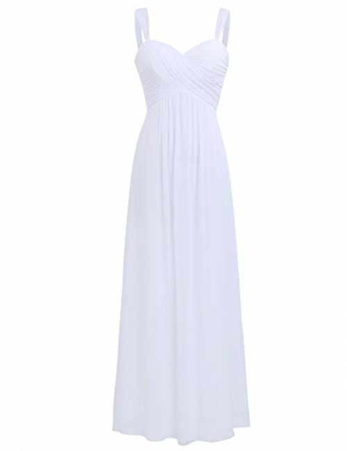 FEESHOW Elegant Womens Chiffon Bridesmaid Long Dress Empire Waist Prom Evening Gowns White 14 FEESHOW Elegant Womens Chiffon Bridesmaid Long Dress Empire Waist Prom Evening Gowns White 14