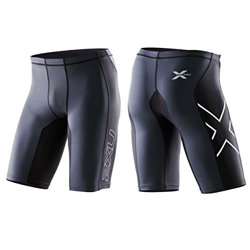 2XU Mens Elite Compression Shorts  Black Steel Large