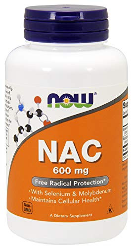 Now NAC 600 mg 400 Veg Capsules - N-Acetyl-Cysteine Enhanced with Selenium  and  Molybdenum