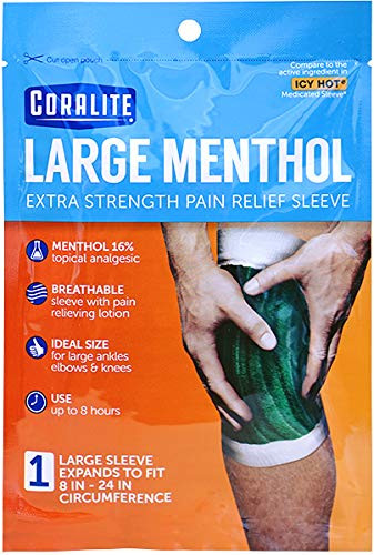 Coralite Pain Relief Sleeve - Extra Strength Menthol Pain Relief Sleeve for Knee Pain Relief Muscle Pain Relief and for Help with Joint Pain Relief 1 Sleeve Per Pack  24 Pack